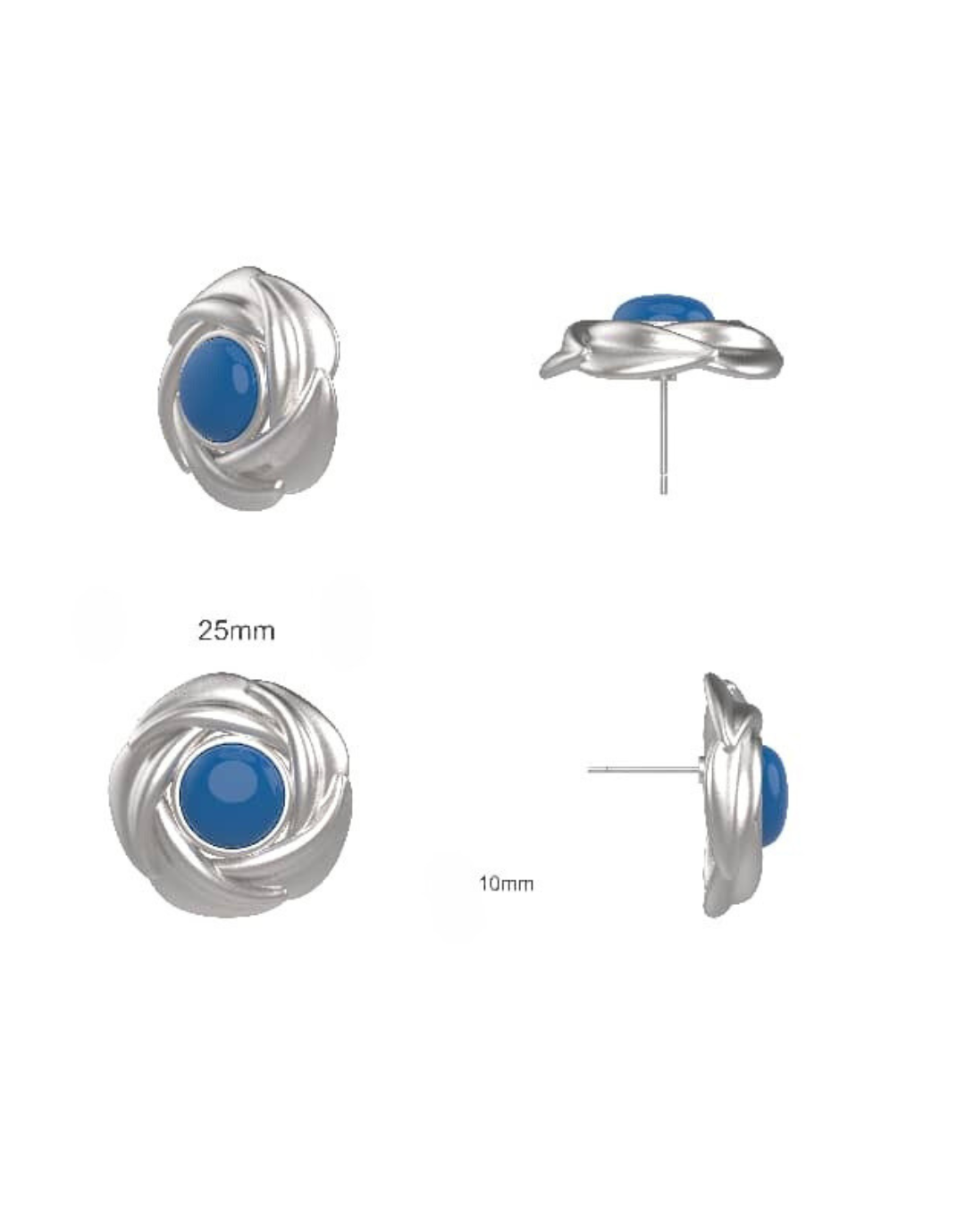 Fleur Silver & Blue Stone Earrings
