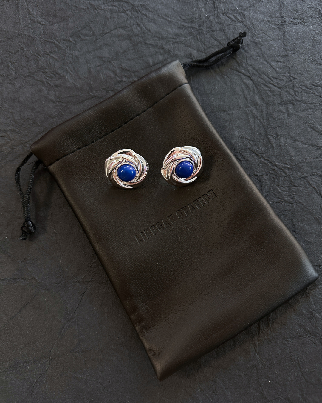 Fleur Silver & Blue Stone Earrings