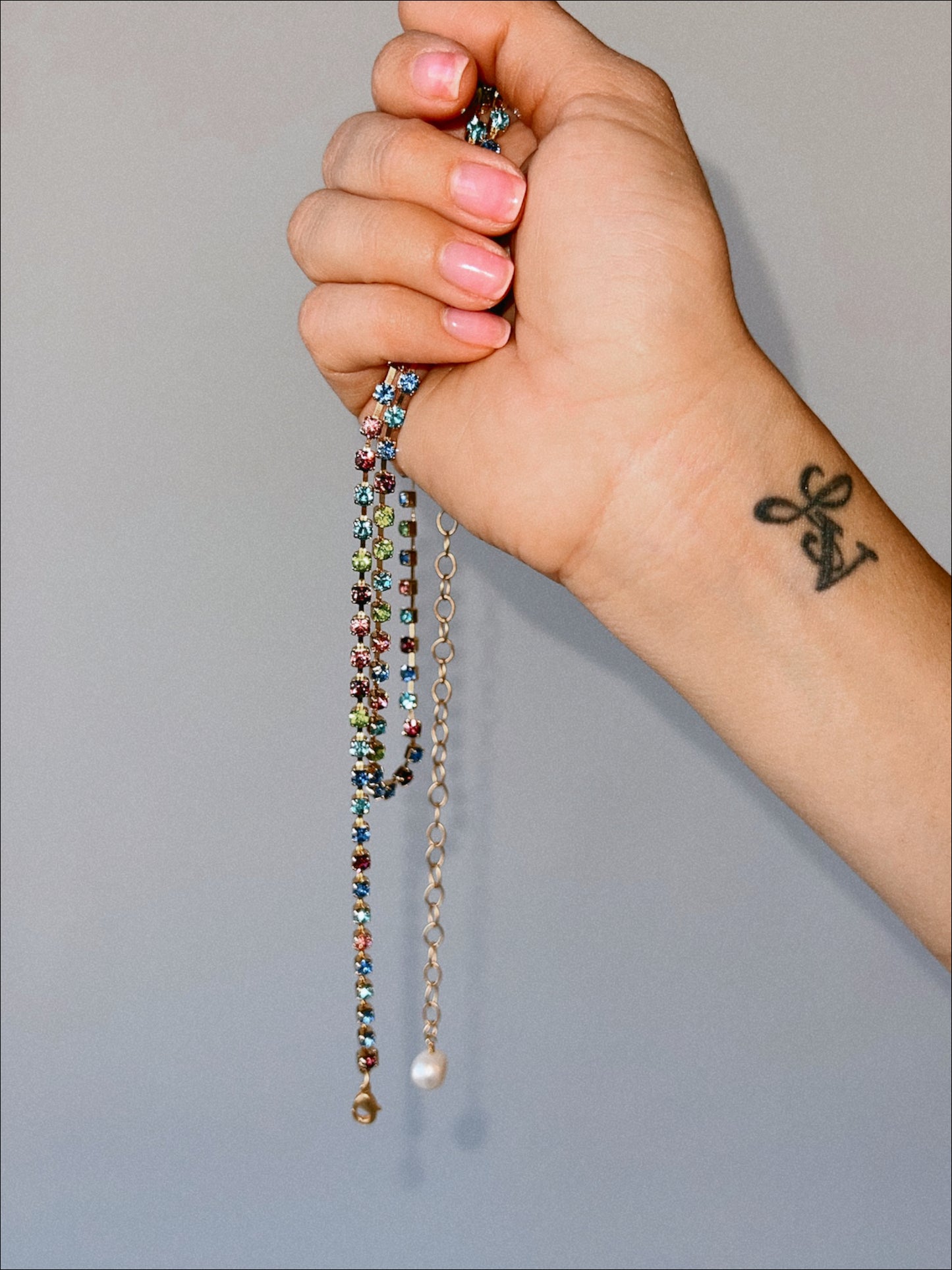 Rainbow Rhinestone Body Chain