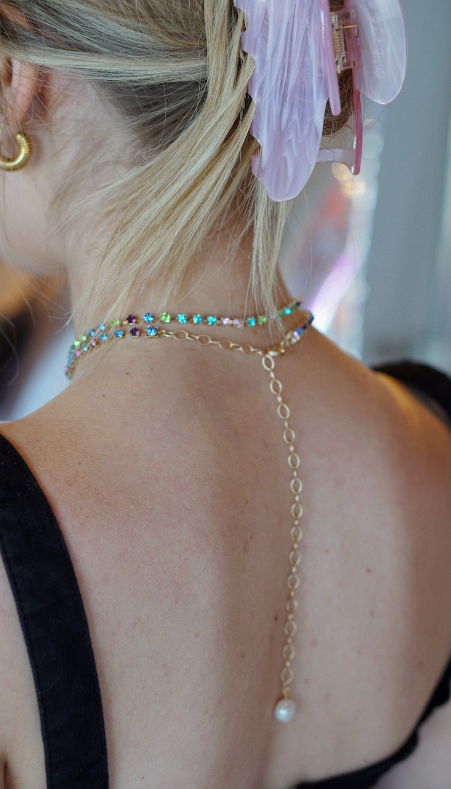 Rainbow Rhinestone Body Chain