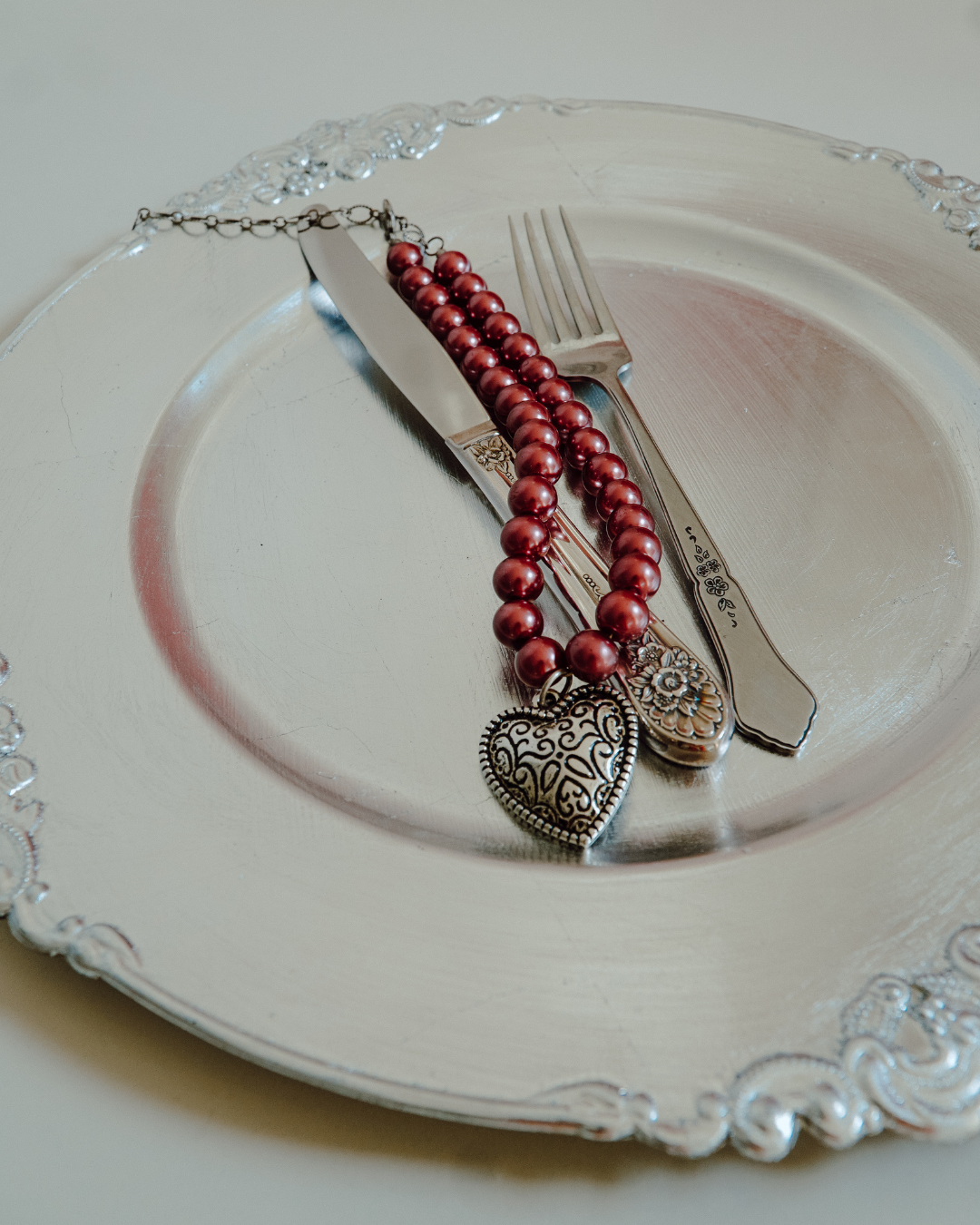 Merlot Burgundy Glass Pearl Necklace