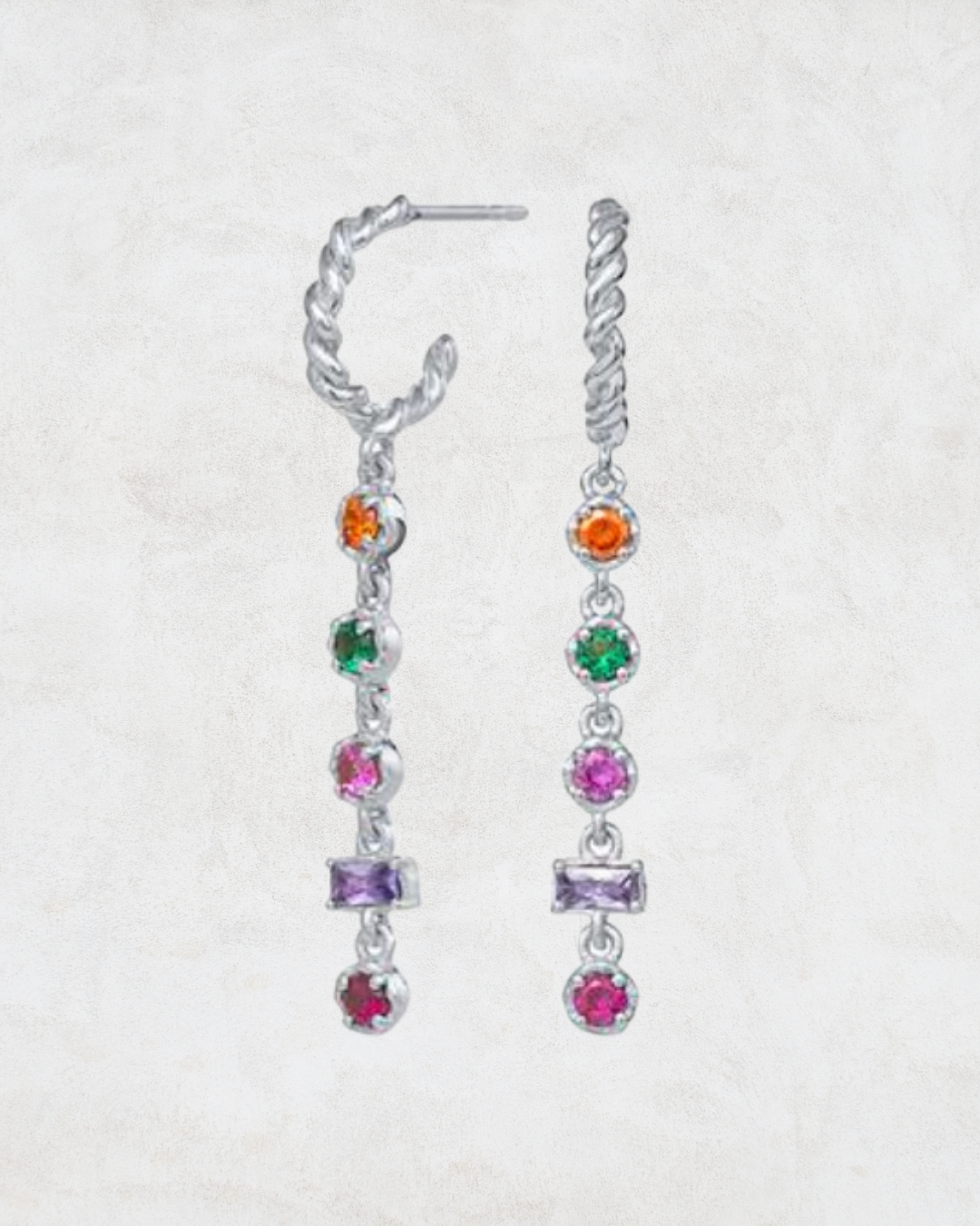 Aperol + Spritz Hoop Earrings with Multi-Color Gemstones