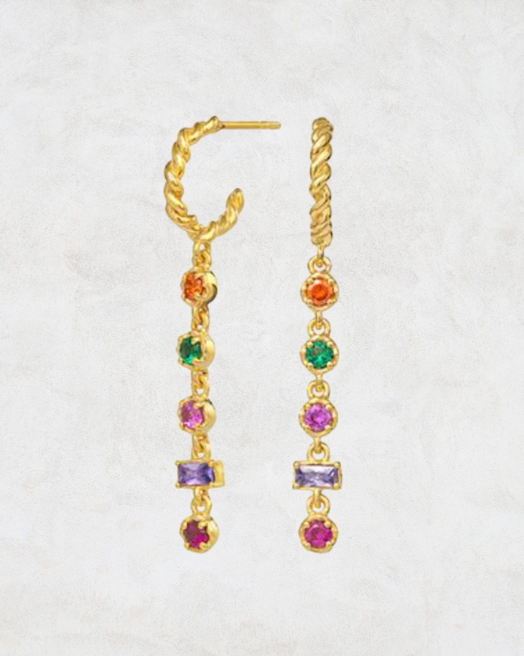 Aperol + Spritz Hoop Earrings with Multi-Color Gemstones