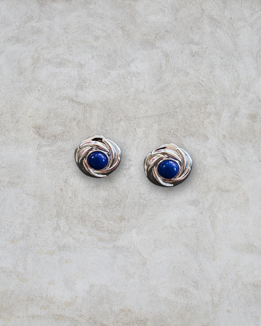 Fleur Silver & Blue Stone Earrings