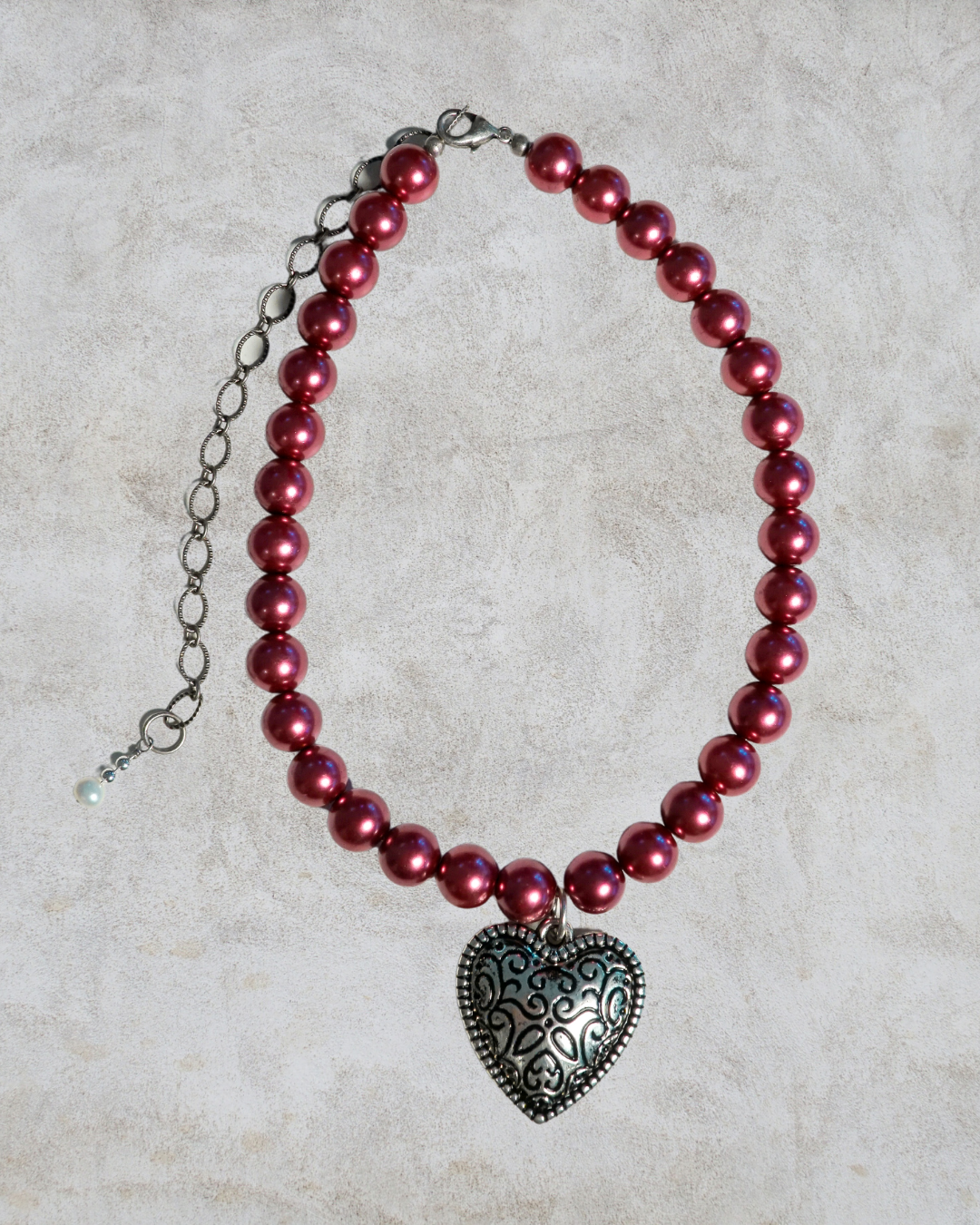 Merlot Burgundy Glass Pearl Necklace