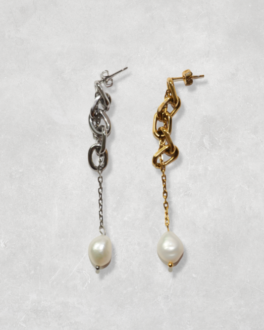Unity Mixed Match Chain & Pearl Drop Earrings